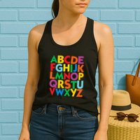 Colorful Uppercase Letters Alphabet Learn Abcs Womens Tank Top