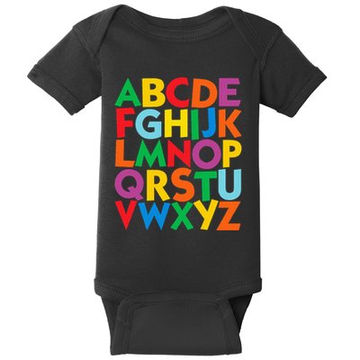 Colorful Uppercase Letters Alphabet Learn Abcs Baby Bodysuit