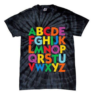 Colorful Uppercase Letters Alphabet Learn Abcs Tie-Dye T-Shirt
