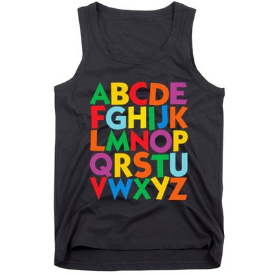 Colorful Uppercase Letters Alphabet Learn Abcs Tank Top