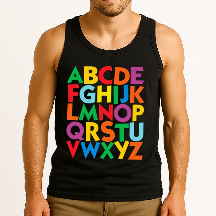 Colorful Uppercase Letters Alphabet Learn Abcs Tank Top