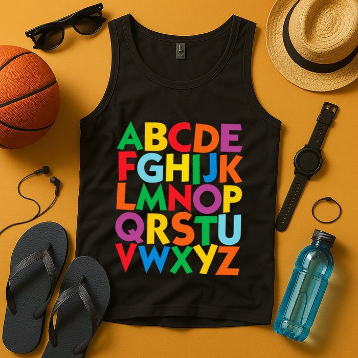 Colorful Uppercase Letters Alphabet Learn Abcs Tank Top