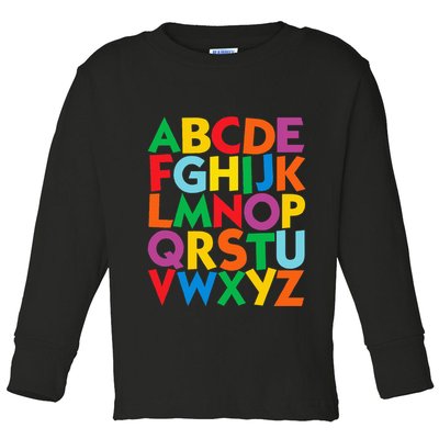 Colorful Uppercase Letters Alphabet Learn Abcs Toddler Long Sleeve Shirt