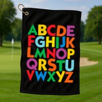 Colorful Uppercase Letters Alphabet Learn Abcs Golf Towel