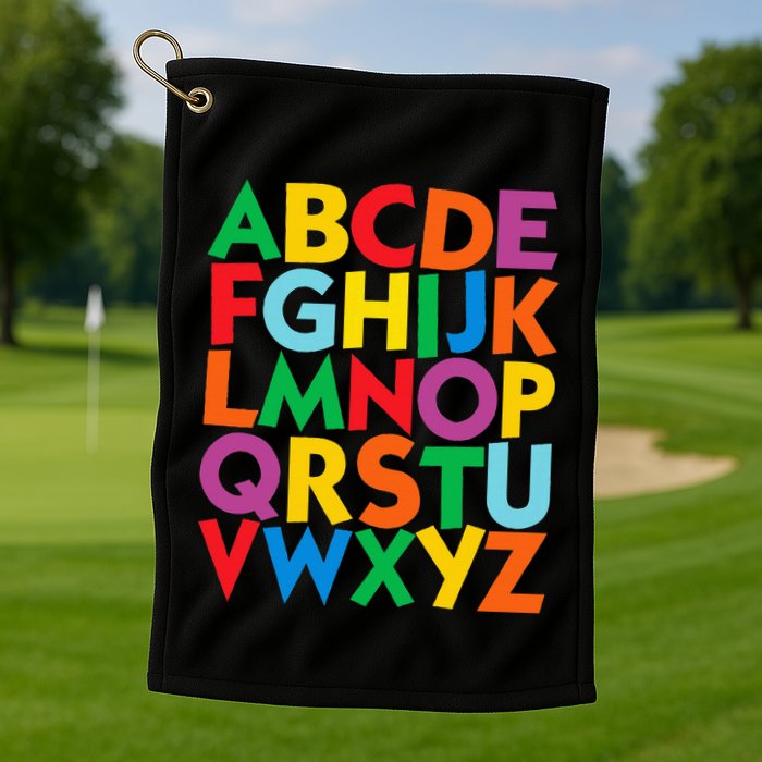 Colorful Uppercase Letters Alphabet Learn Abcs Golf Towel