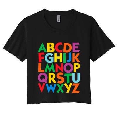 Colorful Uppercase Letters Alphabet Learn Abcs Crop Top