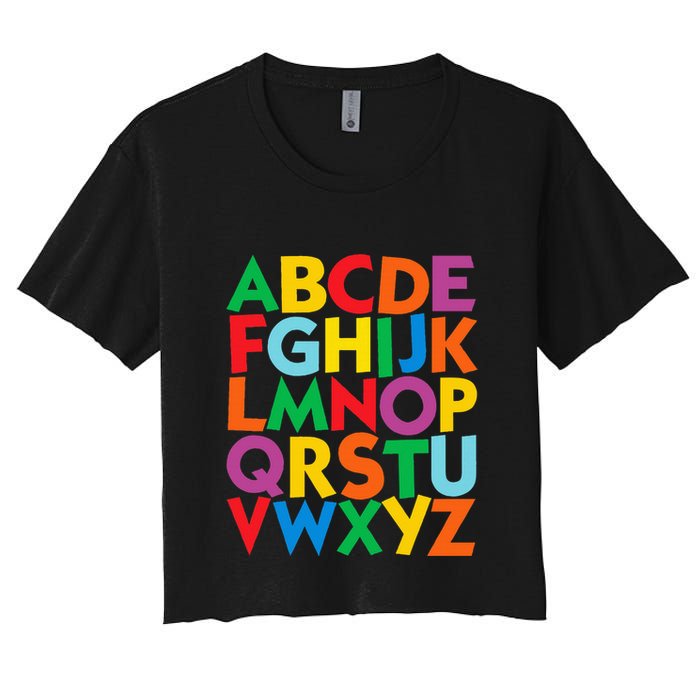 Colorful Uppercase Letters Alphabet Learn Abcs Crop Top