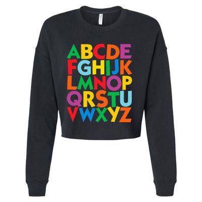 Colorful Uppercase Letters Alphabet Learn Abcs Cropped Pullover Crew