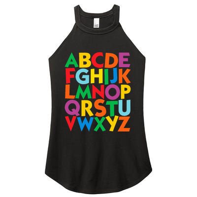 Colorful Uppercase Letters Alphabet Learn Abcs Women's Perfect Tri Rocker Tank