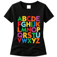 Colorful Uppercase Letters Alphabet Learn Abcs Womens T-Shirt