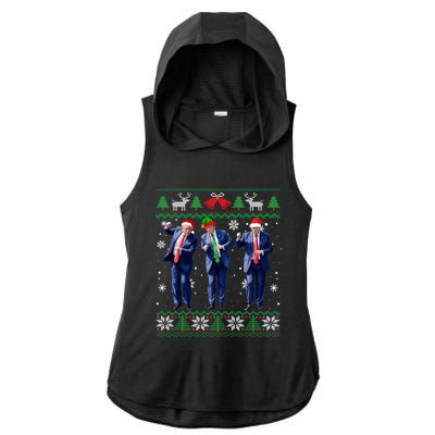 Christmas Ugly Long Sleeve Ladies PosiCharge Tri-Blend Wicking Draft Hoodie Tank