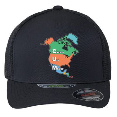 Canada Usa Mexico Cum Map Flexfit Unipanel Trucker Cap