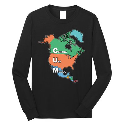 Canada Usa Mexico Cum Map Long Sleeve Shirt