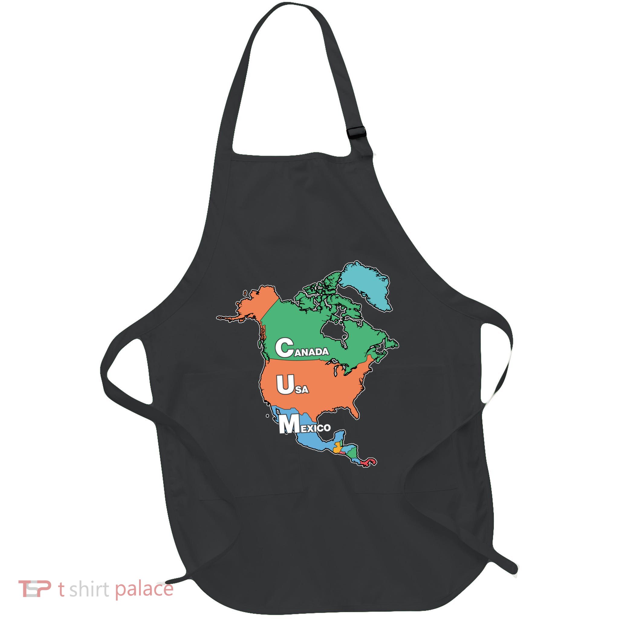 Canada Usa Mexico Cum Map Full-Length Apron With Pockets