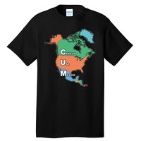 Canada Usa Mexico Cum Map Tall T-Shirt