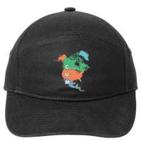 Canada Usa Mexico Cum Map 7-Panel Snapback Hat