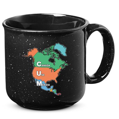 Canada Usa Mexico Cum Map 15oz Campfire Ceramic Mug