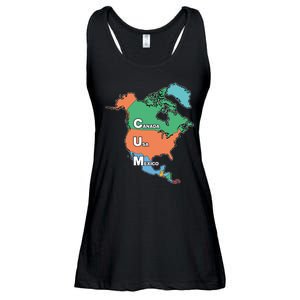 Canada Usa Mexico Cum Map Ladies Essential Flowy Tank