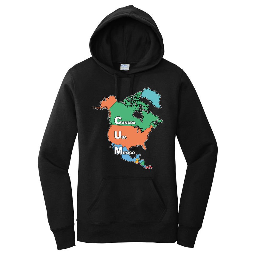 Canada Usa Mexico Cum Map Women's Pullover Hoodie