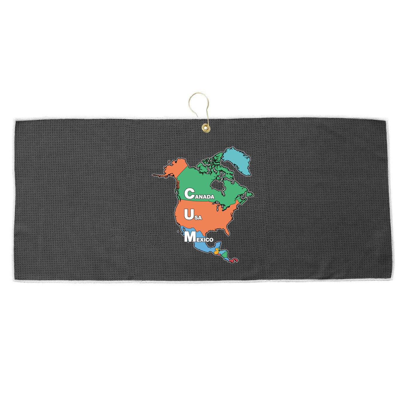 Canada Usa Mexico Cum Map Large Microfiber Waffle Golf Towel