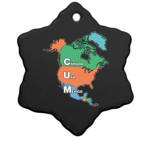 Canada Usa Mexico Cum Map Ceramic Star Ornament