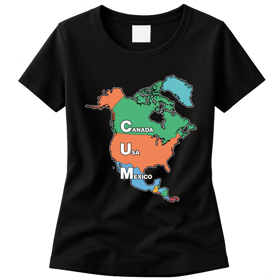 Canada Usa Mexico Cum Map Womens T-Shirt