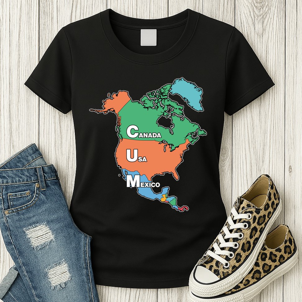 Canada Usa Mexico Cum Map Womens T-Shirt