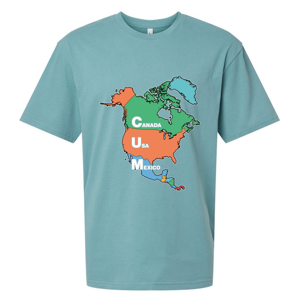 Canada Usa Mexico Cum Map Sueded Cloud Jersey T-Shirt