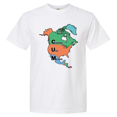 Canada Usa Mexico Cum Map Garment-Dyed Heavyweight T-Shirt