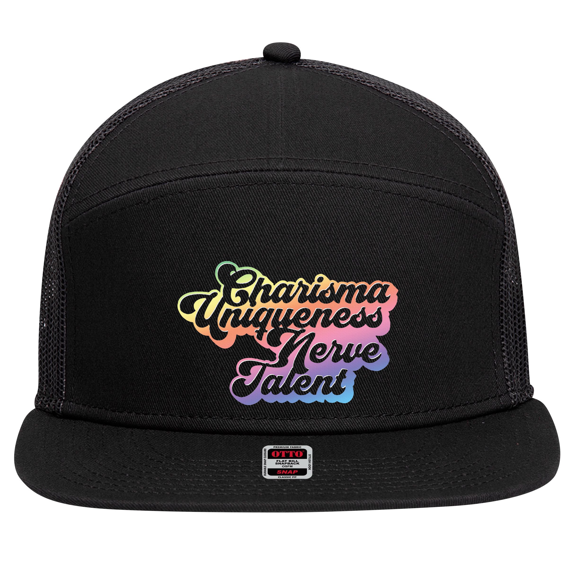 Charisma Uniqueness Nerve Talent Drag Race Queen 7 Panel Mesh Trucker Snapback Hat