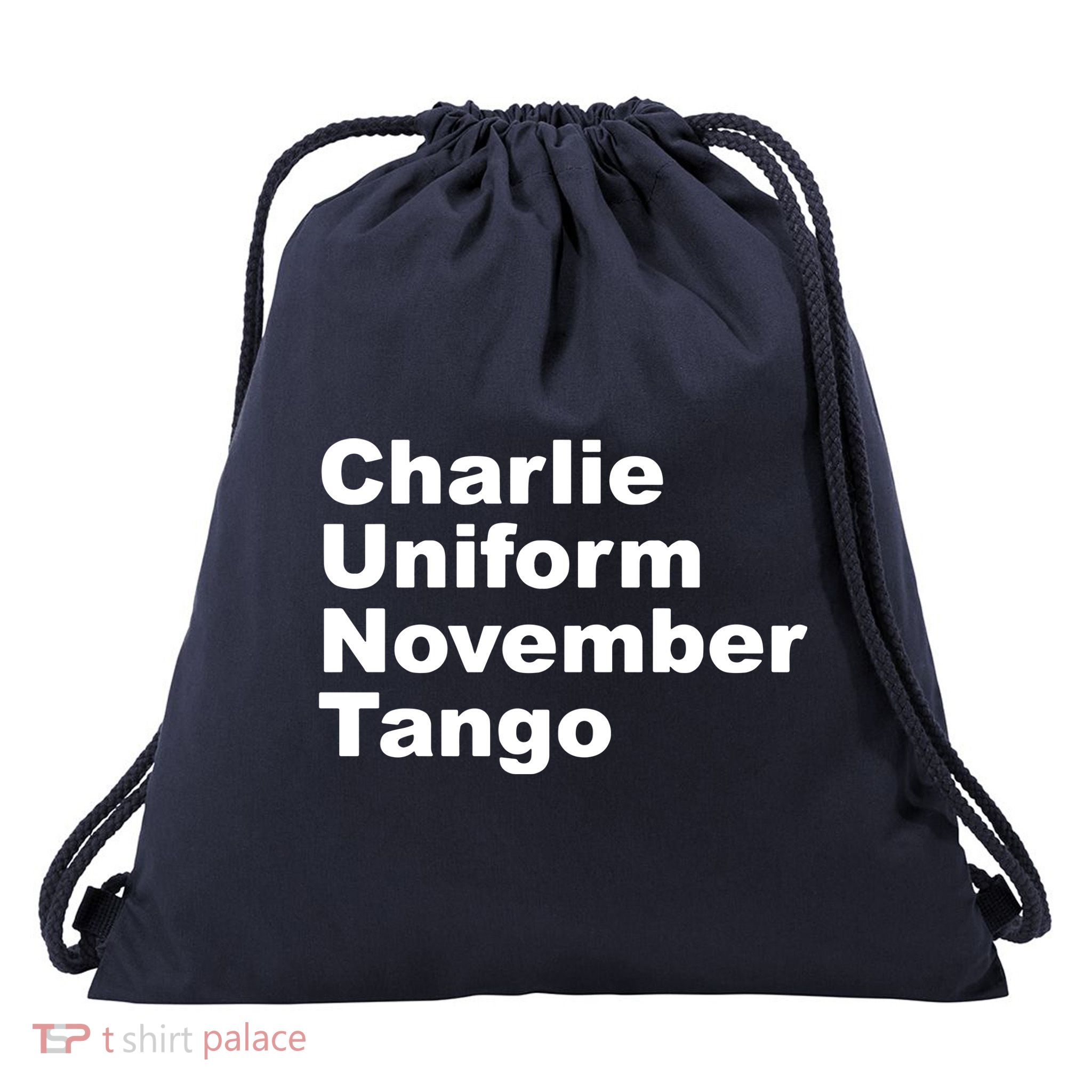 Charlie Uniform November Tango Drawstring Bag