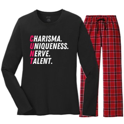 Charisma Uniqueness Nerve Talent Drag Race Queen Quote Women's Long Sleeve Flannel Pajama Set 