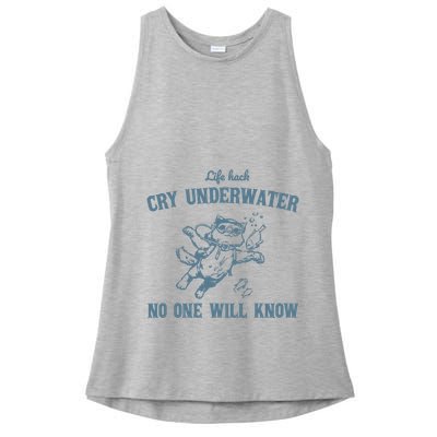 Cry Underwater No One Will Know Retro Ladies PosiCharge Tri-Blend Wicking Tank