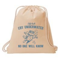 Cry Underwater No One Will Know Retro Drawstring Bag