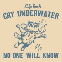 Cry Underwater No One Will Know Retro Drawstring Bag