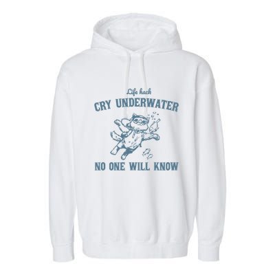 Cry Underwater No One Will Know Retro Garment-Dyed Fleece Hoodie