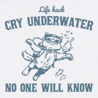 Cry Underwater No One Will Know Retro Button