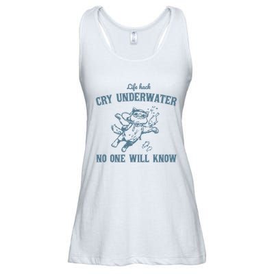 Cry Underwater No One Will Know Retro Ladies Essential Flowy Tank