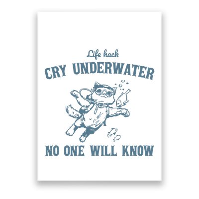 Cry Underwater No One Will Know Retro Poster