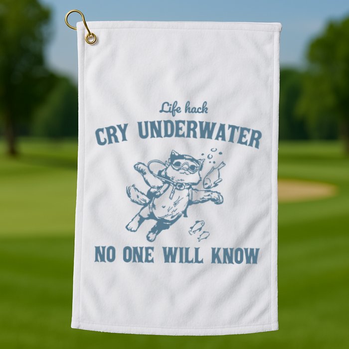Cry Underwater No One Will Know Retro Golf Towel