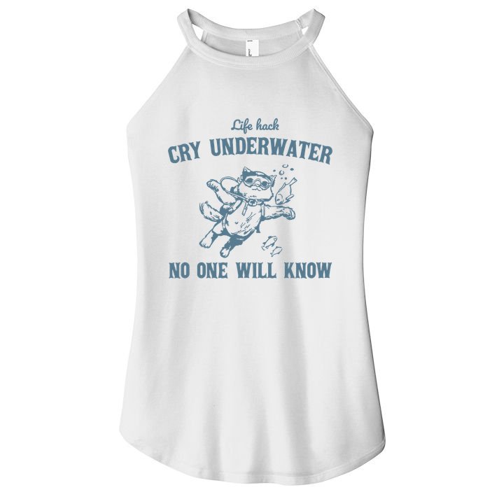 Cry Underwater No One Will Know Retro Women's Perfect Tri Rocker Tank