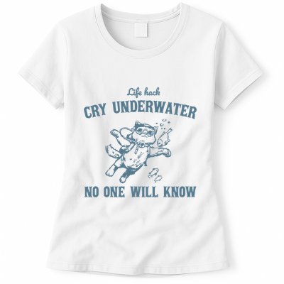 Cry Underwater No One Will Know Retro Womens T-Shirt