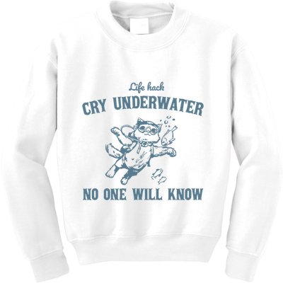 Cry Underwater No One Will Know Retro Kids Sweatshirt