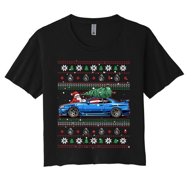 Christmas Ugly Nissan Skyline R34! Best Car Guy Gift! Classic Crop Top