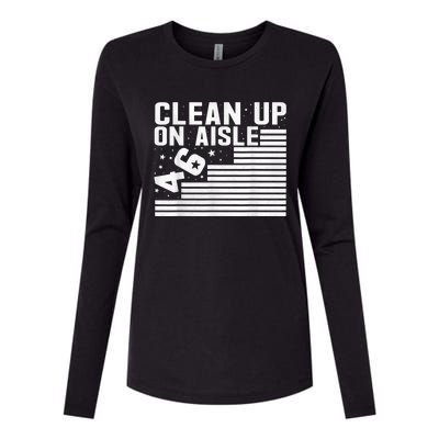 Clean Up On Aisle 46 Impeach Biden Sarcastic AntiBiden 8646 Womens Cotton Relaxed Long Sleeve T-Shirt