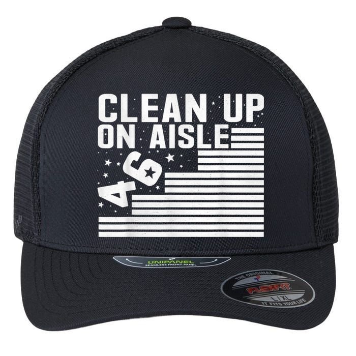 Clean Up On Aisle 46 Impeach Biden Sarcastic AntiBiden 8646 Flexfit Unipanel Trucker Cap