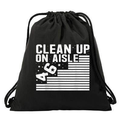 Clean Up On Aisle 46 Impeach Biden Sarcastic AntiBiden 8646 Drawstring Bag