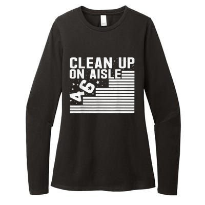 Clean Up On Aisle 46 Impeach Biden Sarcastic AntiBiden 8646 Womens CVC Long Sleeve Shirt