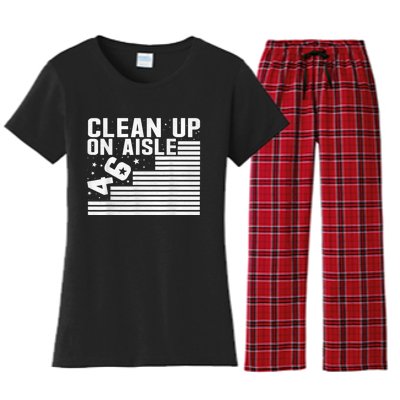 Clean Up On Aisle 46 Impeach Biden Sarcastic AntiBiden 8646 Women's Flannel Pajama Set