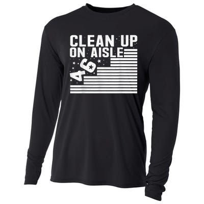 Clean Up On Aisle 46 Impeach Biden Sarcastic AntiBiden 8646 Cooling Performance Long Sleeve Crew